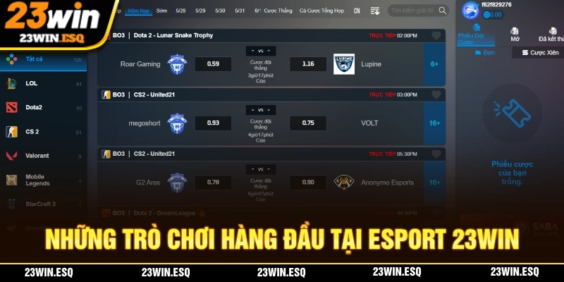E-Sports 23WIN - Dự Đoán Các Kèo Thể Thao Điện Tử Kịch Tính 2 Giới thiệu về những trò chơi ăn khác nhất tại hệ thống E-Sports 23WIN